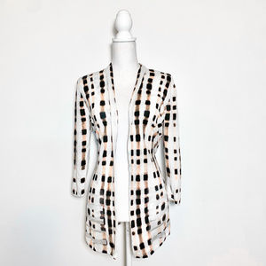Nic + Zoe M white/pink/black linen cardigan